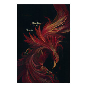 Rise Like the Phoenix Golden Line Art Poster