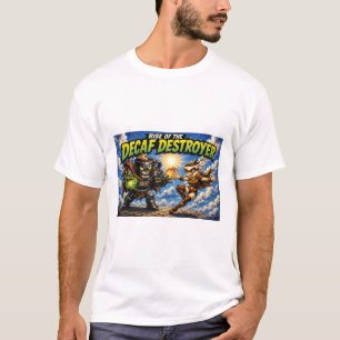 Rise of the Decaf Destroyer Coffee Superhero Comic T-Shirt