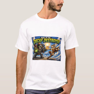 Rise of the Decaf Destroyer Coffee Superhero Comic T-Shirt