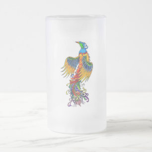 Rise of the Phoenix Frosted Glass Beer Mug