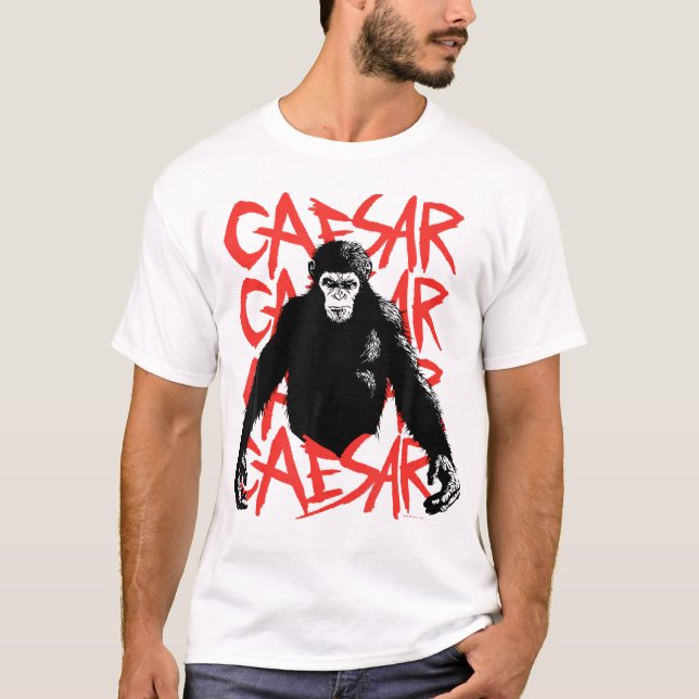 Rise Of The Planet Of The Apes Caesar In Black Whi T-Shirt (Front)