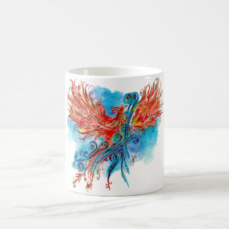 Rise of the Radiant Golden Phoenix Watercolor Coffee Mug