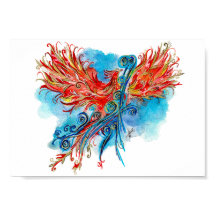 Rise of the Radiant Golden Phoenix Watercolor