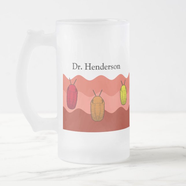 Rise of the Trilobites- Prehistoric Animal Frosted Glass Beer Mug (Left)