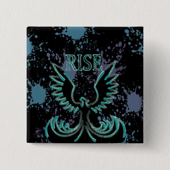 Rise Phoenix 15 Cm Square Badge (Front)
