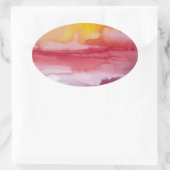 Rise - Red Abstract Ombre Watercolor Sunsrise Oval Sticker (Bag)