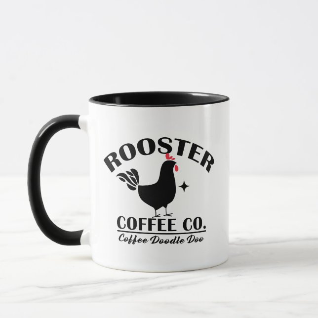 Rise & Shine Funny Rooster Doodle Do Coffee Mug (Left)