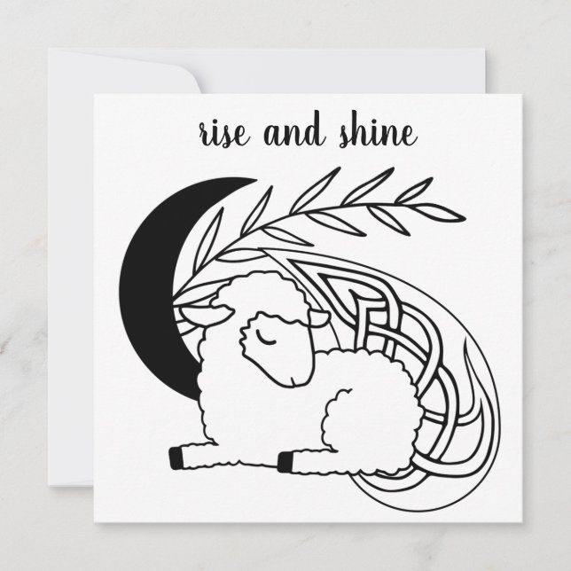 Rise & Shine Imbolc Lamb Natural Celtic Fire Holiday Card (Front)
