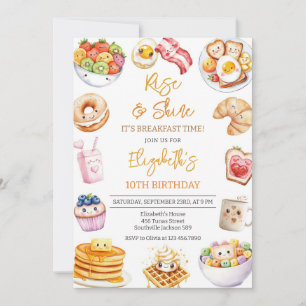 Rise & Shine It's Breakfast Time Birthday Invitation