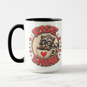 Rise & Shine Racoon Coffee Lover Illustration Mug