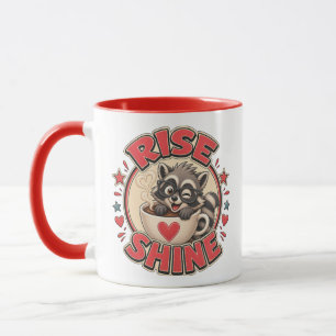 Rise & Shine Racoon Coffee Lover Illustration Mug