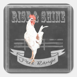 Rise & Shine Rooster Square Sticker