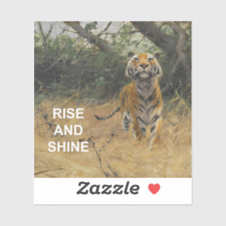 Rise & Shine Text Quote + Vintage Tiger Painting