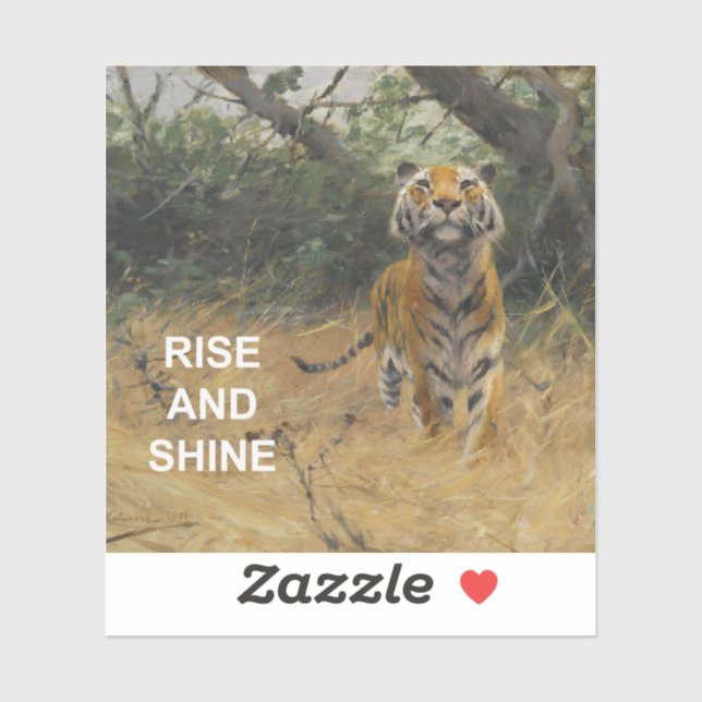 Rise & Shine Text Quote + Vintage Tiger Painting (Sheet)