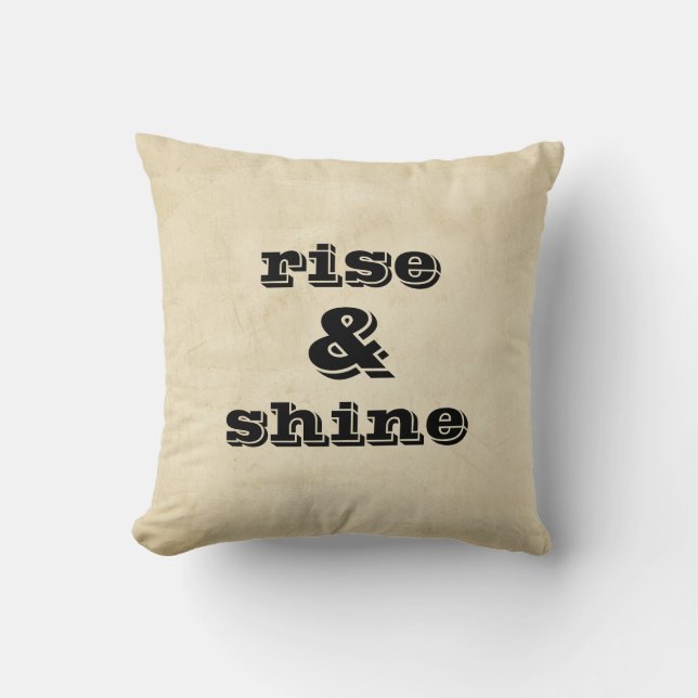 rise & shine throw pillow shabby chic style (Front)