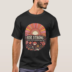 Rise Strong Retro Sunset Floral Breast Cancer Awar T-Shirt