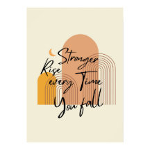 Rise Stronger Inspirational Modern boho Text Art