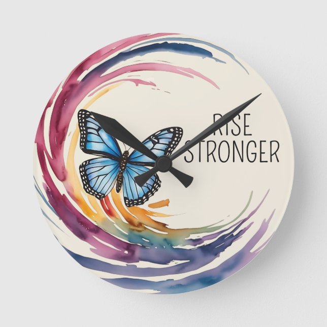 Rise Stronger Themed Round Clock (Front)