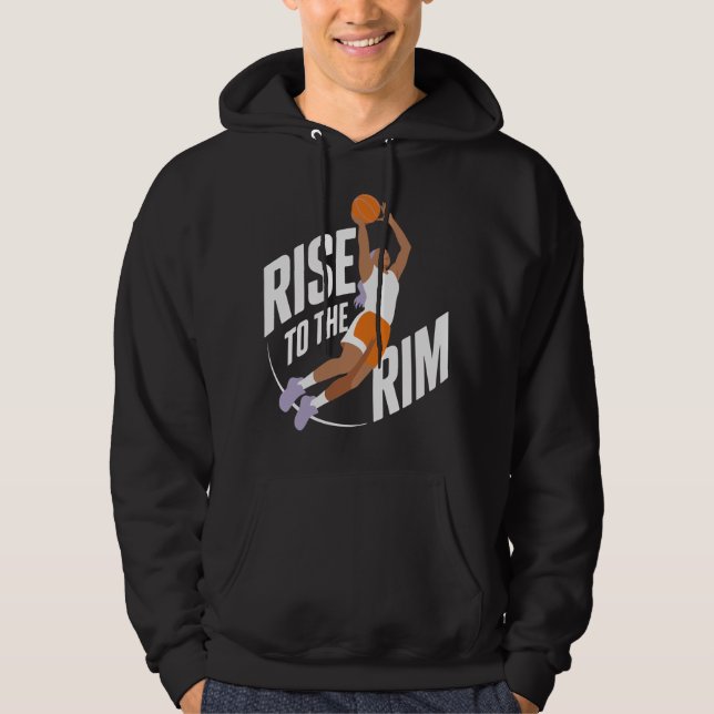 Rise To The Rim White Sports Mixed Hoodie (Front)