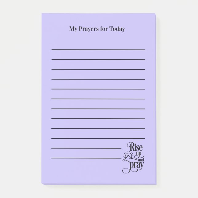 Rise Up and Pray Purple Prayer List Lined Post-it Notes (Front)