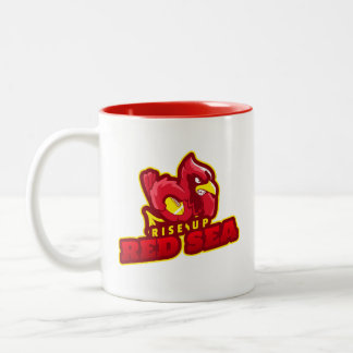 Rise Up Red Sea Cardinal Bird Football Shirt Two-Tone Coffee Mug