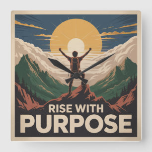 Rise With Purpose Square Wall Clock