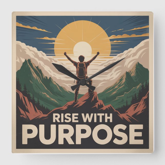 Rise With Purpose Square Wall Clock (Front)