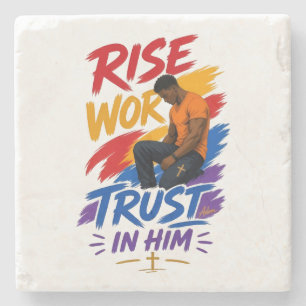 Rise Work Trust In Him Graphic Women's T-Shirt Stone Coaster