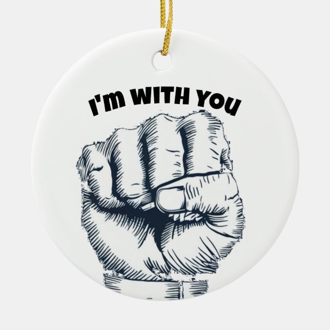 Rised clenched fist ceramic tree decoration (Front)