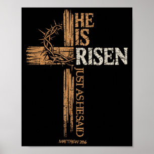 Risen as He Said Cross Christian Easter Matthew Poster