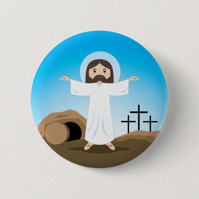 Risen Christ 6 Cm Round Badge (Front)