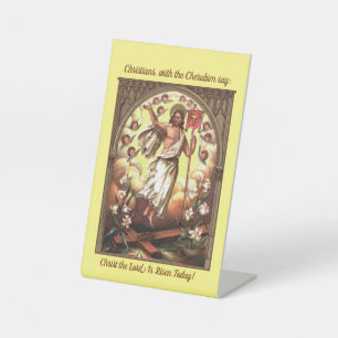 Risen Christ amid a Compass of Cherubim Easter Pedestal Sign