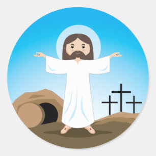 Risen Christ Classic Round Sticker