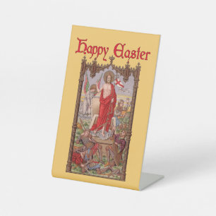 Risen Christ with Soldiers at the Tomb Easter Pedestal Sign