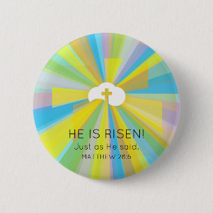 Risen Cloud and Cross with Colourful Light Rays 6 Cm Round Badge