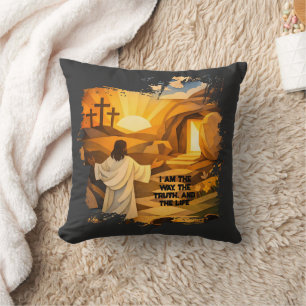 Risen Jesus Empty Tomb 3D Papercut Easter Cushion