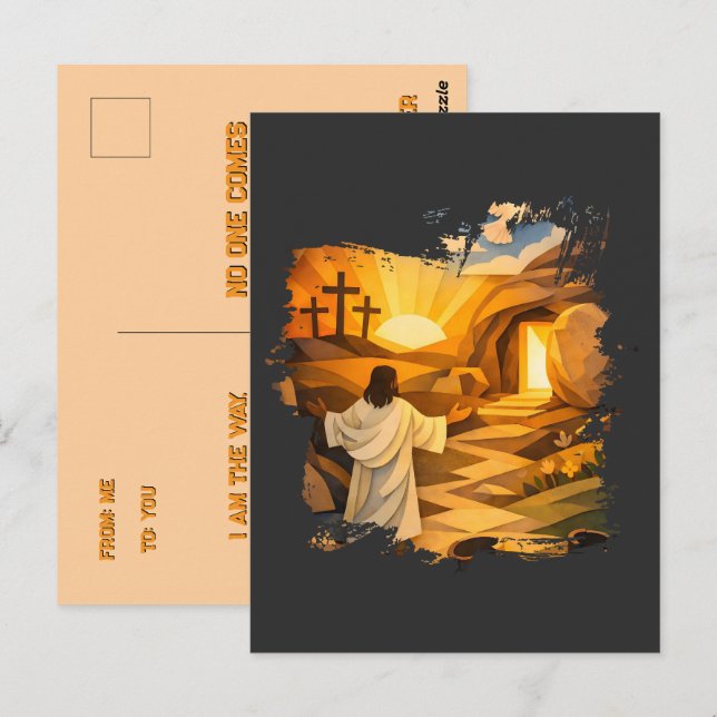 Risen Jesus Empty Tomb 3D Papercut Easter Postcard (Front/Back)