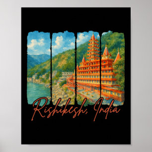 Rishikesh India Travel Trip Brushstroke Rishikesh Poster
