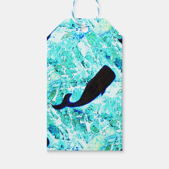 rising black whale gift tags (Front)