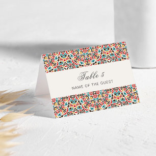 Rising Boho Indo Floral Mandala Wedding Place Card