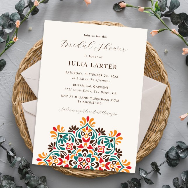 Rising Boho Indo Fusion Mandala Bridal Shower Invitation (Creator Uploaded)