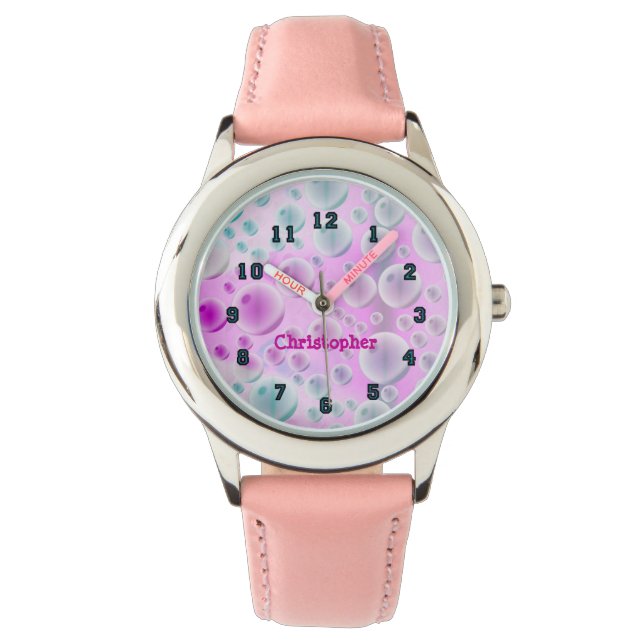 Rising Bubbles (Pink&Blue) Watch (Front)
