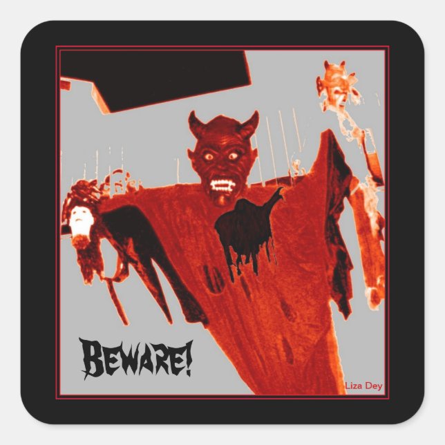 'Rising Devil' Square Stickers (Front)