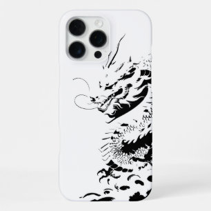 rising dragon in bold black and white, drawn ink iPhone 16 pro max case