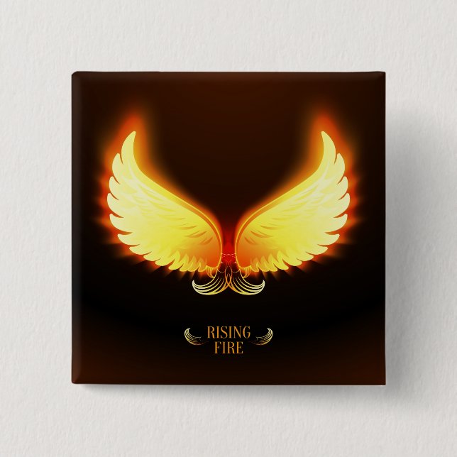 Rising Fire - Phoenix Wings 15 Cm Square Badge (Front)