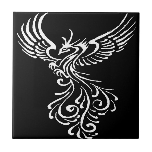 Rising From The Ashes Phoenix White Illustration Tile (Front)