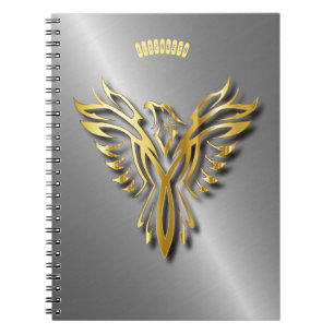 Rising Golden Phoenix Gold Flames With Shadows Notebook
