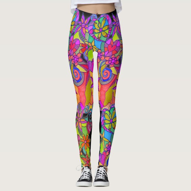 Rising Hearts Leggings by Leslie Clair Bures (Front)