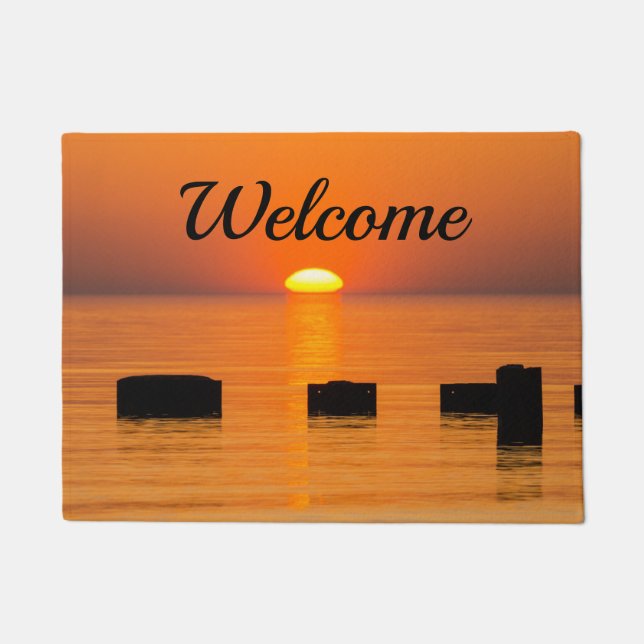 Rising Orange Welcome Doormat (Front)