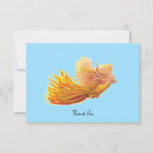 Rising Phoenix Bird Illustration Pastel Sky Blue Thank You Card